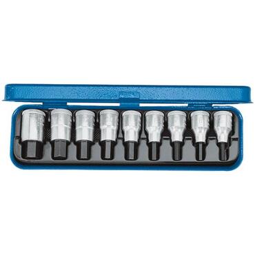 Socket wrench screwdriver set 1/2", 9 piece type IN 19 PA